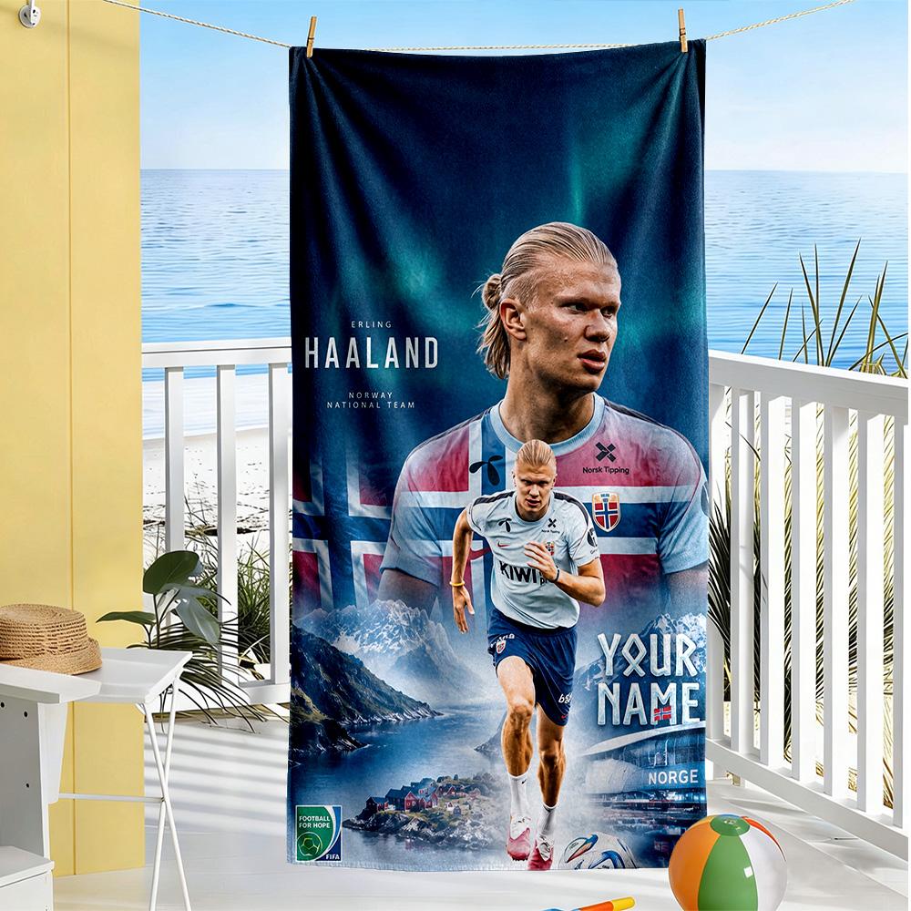Haaland Personalized Name Beach Towel Quickdry Soft Microfiber Perfect For Traveling Yoga Camping And Swimming