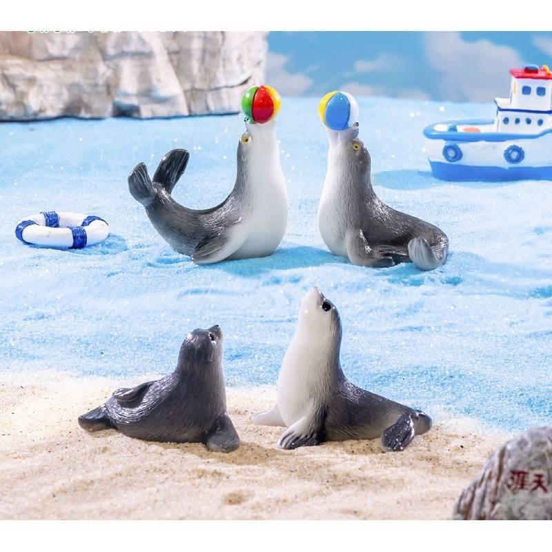 Adorable Resin Sea Lion Figurines Ocean Beach Diy Decoration Cute Miniature Desktop Ornaments