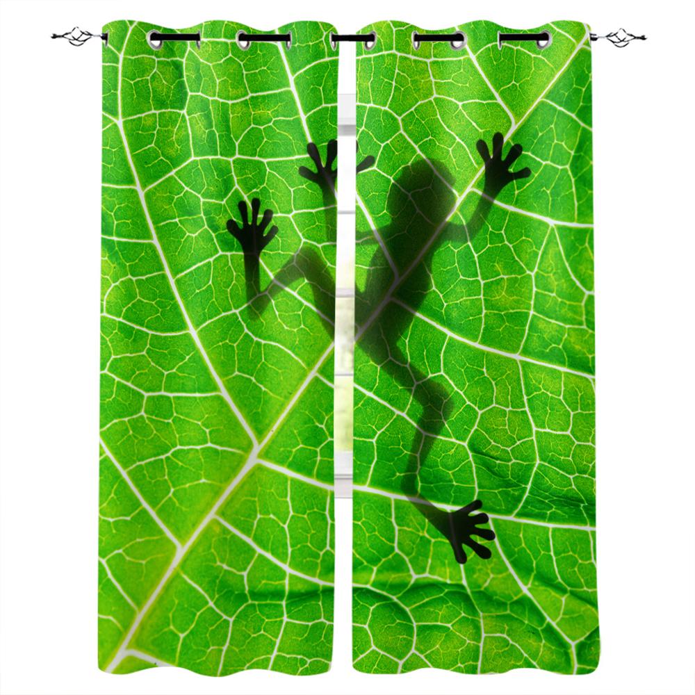 Bamboo And Frog Window Curtains Curtains for Living Room Decorative Items Living Room
