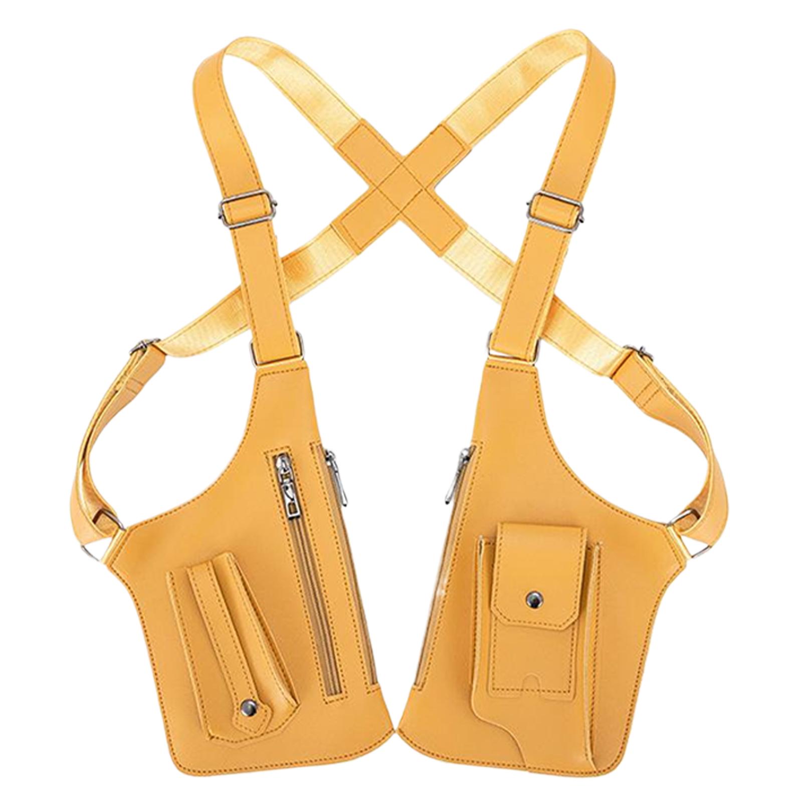 

Fashion Chest Bag for Men Women PU Leather Shoulder Bags Anti-Theft Underarm Strap Wallet PU Leather Double Shoulder Armpit Bag жовтий