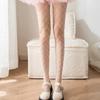 Y2K Rhinestone Star Pantyhose Large Mesh See-through Tights Colorful Fishnet Stockings  Club Party