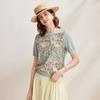 Women's Pastoral Silk Blend Short Sleeve Knit Top