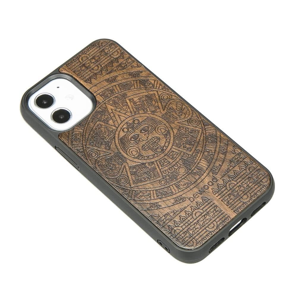 Wooden Case for iPhone 12 Mini Aztec Calendar Ziricote