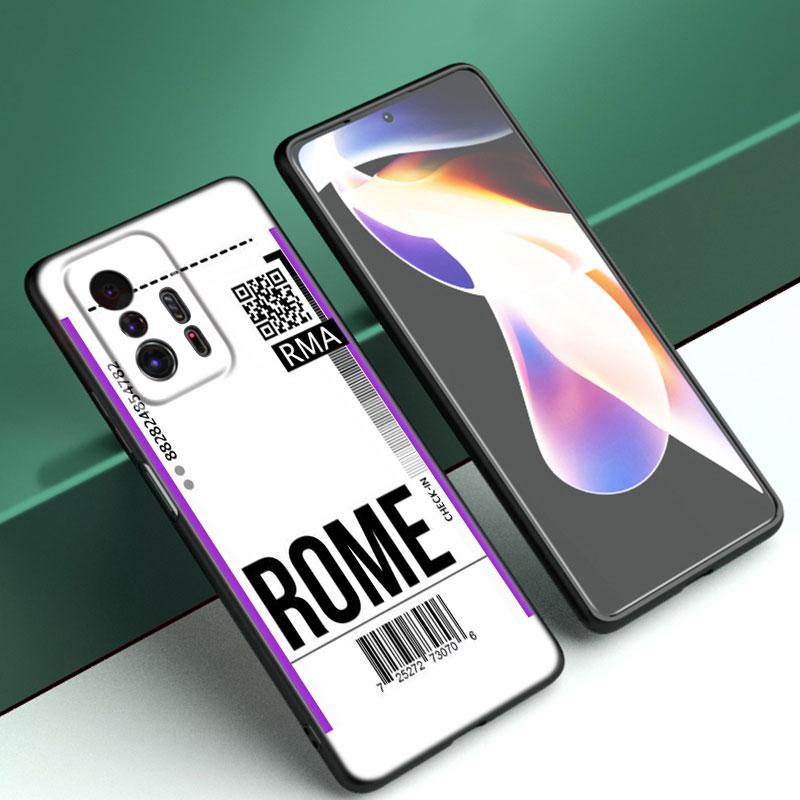 Travel Ticket Label Paris Phone Case For Xiaomi Mi A2 8 9 SE Note 10 10T 11 12 Lite 9T 11T 12S 12T Pro A3 6X 12X TPU Black Cover
