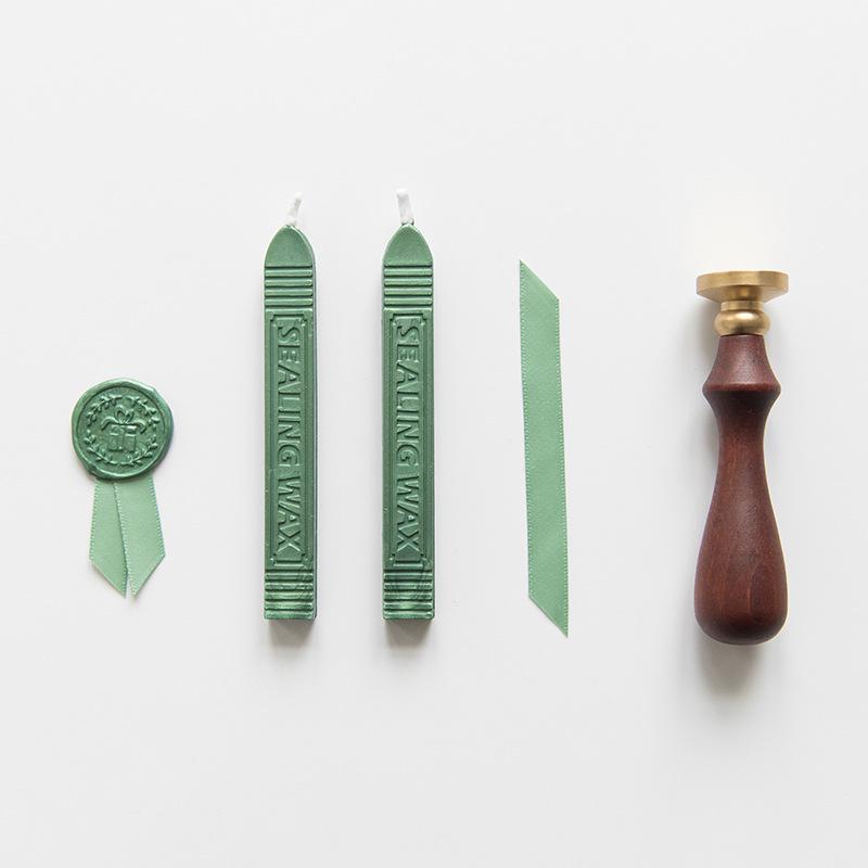 1 Set Creative Wax Seal Set DIY Handmade Ribbon Envelope Gift Seal Vintage Wooden Invitation Letter Seal Wedding Stamp Gift
