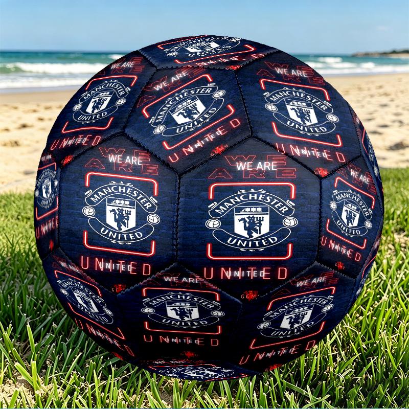 Manchester United F.C Print Size 5 Soccer Ball, PU Wear Resistant Football for Match Training and Daily Practice, Birthday Gift for Soccer Fans