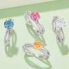 Fashion 6.5MM Moissanite Colorful Diamond 18K Gold Ring for Women Wedding Engagement Gift 925 Sterling Silver Jewelry