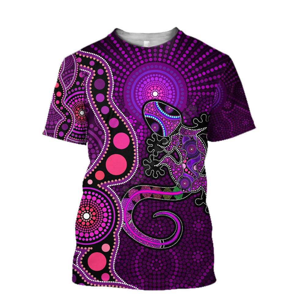 

Australian Aboriginal Aboriginal Purple Sun Lizard 3D Printed Men s T-Shirt Women s Summer Casual S