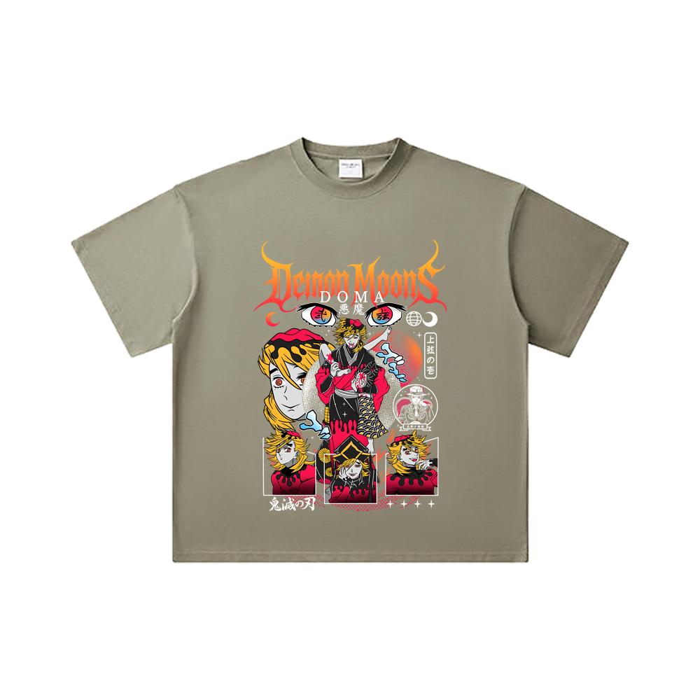 260 GSM Double Yarn 32 Count 100% Cotton Demon Slayer V32 Doma Print Unisex Heavy Cotton T Shirt
