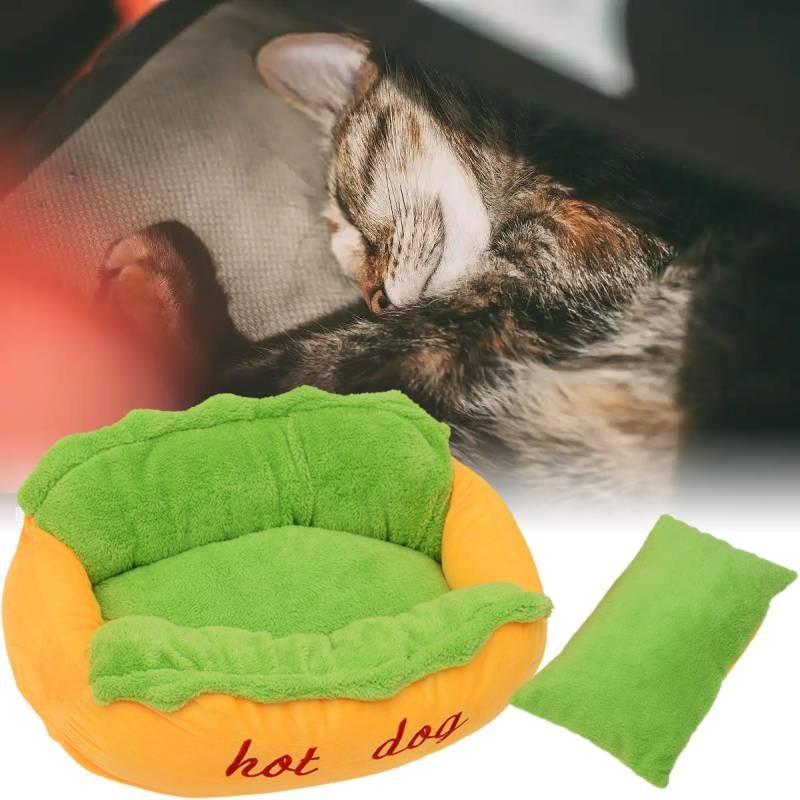Cushion Pet Bed Hot Dog House Lounger Warm Removable Washable Cat Animal Kennel