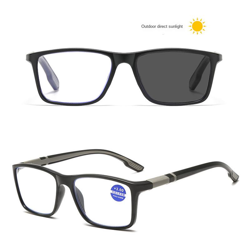 Men Sport Reading Glasses Square pochromic Glasses Presbyopia Reading Eyeglasses Ultra Light Hyperopia +1.0+1.5+2.0 To +4.0