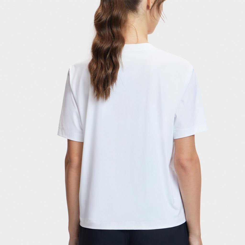 Fila Logo Summer Sports Ice Silk Sun Protection Quick Dry Outdoor Slim Fit Round Neck Short Sleeve T-Shirt Women T-Shirts Bright-White A11W423124FWT