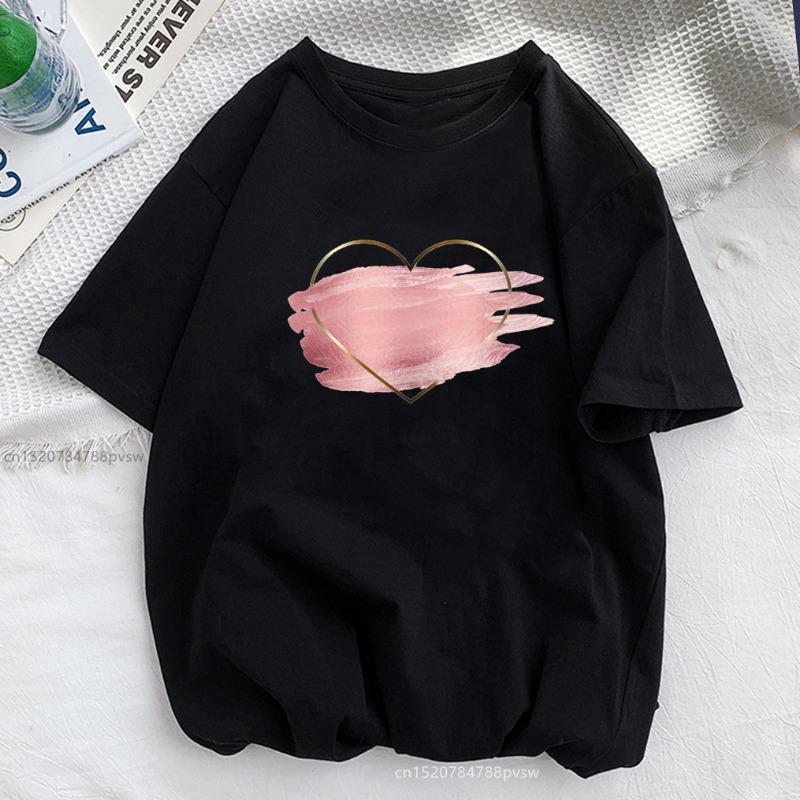 Sommermode Lockerer Print Rundhals Reine Baumwolle Damen Kurzarmshirt T-Shirts Damen