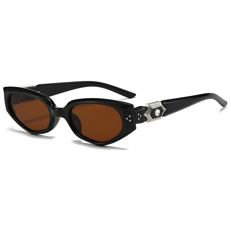 Sunglasses Black Small Frame Cat'S Eye Women'S Premium Sunglasses Popular Men'S Diamond Sunscreen Driving Sunglasses