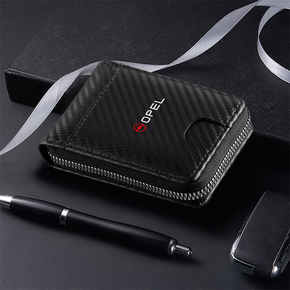 For Opel OPC Astra K Vectra Corsa Zafira Insignia Mokka Car Emblem Driver License ID Card Holder Storage Bag Case Wallet Decor