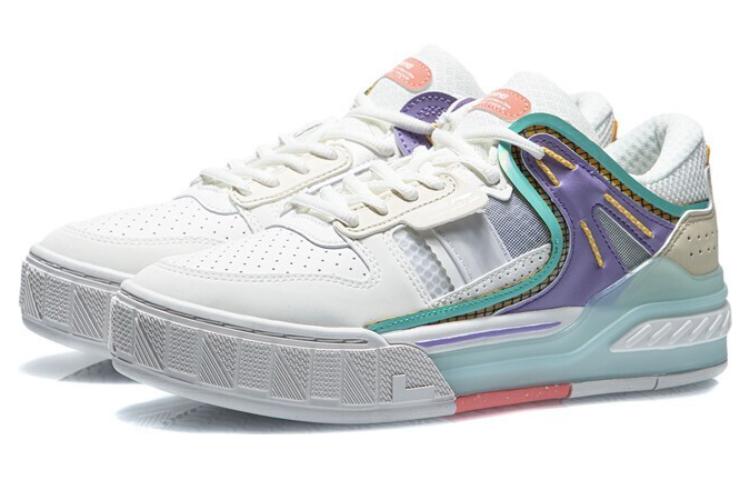 Li Ning Morning Glow Skateboard Shoes Women's Low Top Snow/Light Lotus Purple AGCR192-3