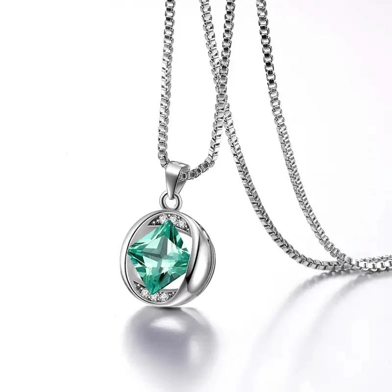 CAOSHI Charming Graceful Pendant Necklace for Women Fashion White/Green/Pink/Purple Princess Zirconia Neck Jewelry Accessories