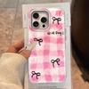 Case For iPhone 16 15 13 Plus Pro Max 7 14 Pro 5G Phone Cover Pink Grid Pattern For iPhone 16e Protective Silicone TPU Back Bags