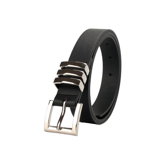 

Женский ремень с квадратной пряжкой, однотонный пояс из искусственной кожи, регулируемая длина, дизайнерский джинсовый ремень с несколькими отверстиями чёрный