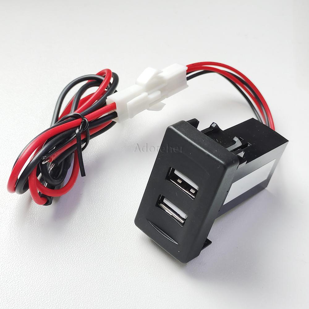 1PC Fit For VW Transport T4 Car Dual USB Charger Socket Blue Light Dual USB Port Power Charging Adapter