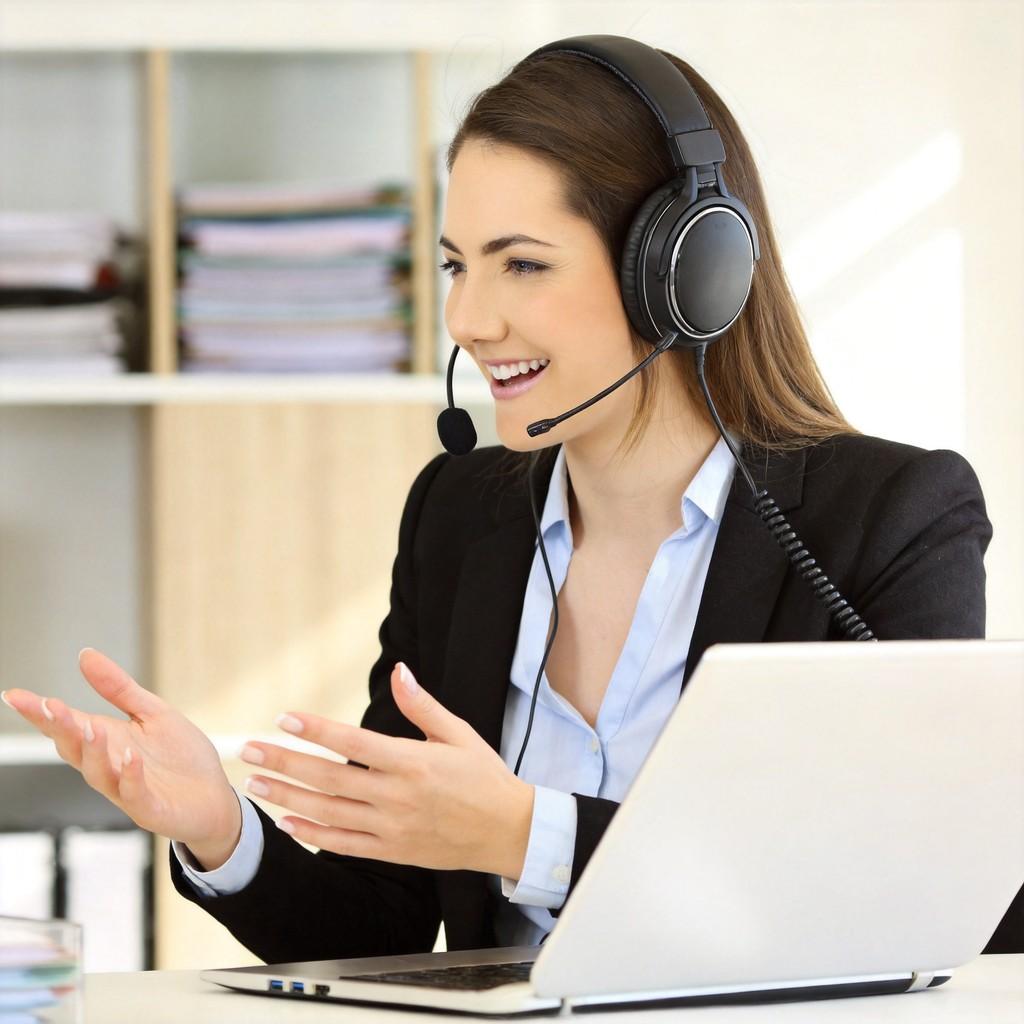 Call Center Headset With Microphone And Adjustable Ear Cushions For Office Communication