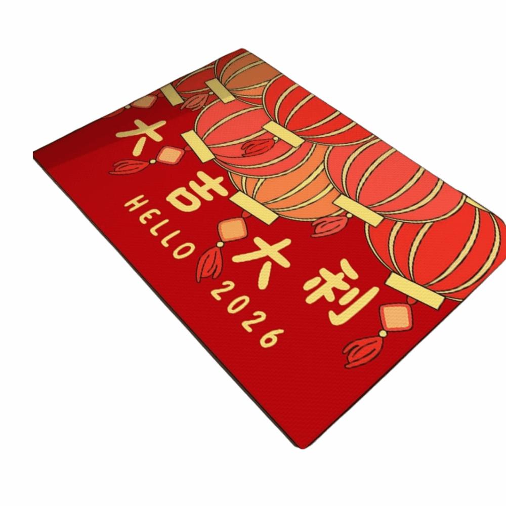 Cartoon Pattern Chinese New Year Door Mat Horse Pattern 40*60cm Horse Year Floor Mat Red Doormat Dirt Resistant