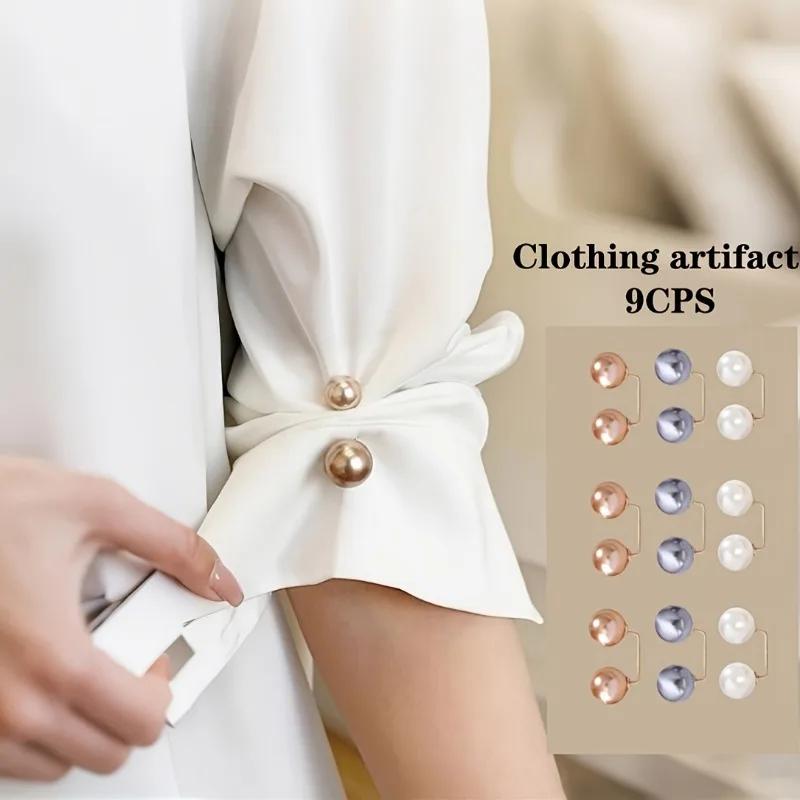 9 pz 3 Colori Anti-Mostra Mollette per Vestiti Bottoni in Vita Spille Decorative Versatili per Camicie Vestiti Camicette Plastica, Spille per Vestiti