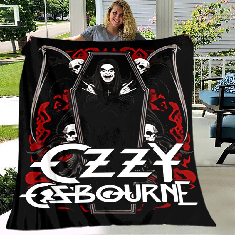 1pc Blanket Ozzy Madman Print Design, Lightweight Blanket for Sofa, Bed- Soft &Warm, Gift for All Seasons Like Christmas, Halloween