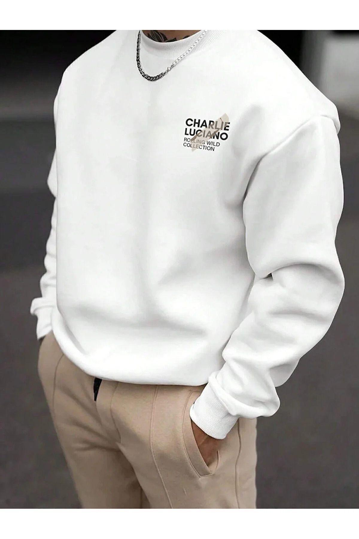 

VİPER Charlie Luciano Kalın Yorgan Sweatshirt 3 İplik M білий