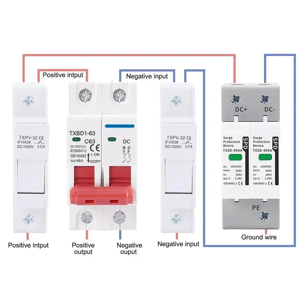 High performance 2PFor DC1000V Solar Miniature Circuit Breaker Battery Switch for Photovoltaic and For DC MCBs