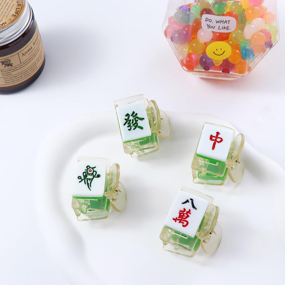 Funny Personality Resin Girls Mini Small Clip Cartoon Pattern Women Hairpin Shark Clip Mahjong Hair Claw Chinese Style Barrette