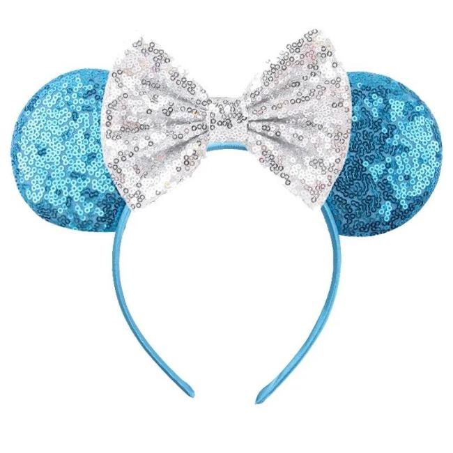 Silver Shinny Mouse Ears Headband For Girls Shinny Sequin Bow Hairband Festival Party Cosplay DIY Hair Accessories