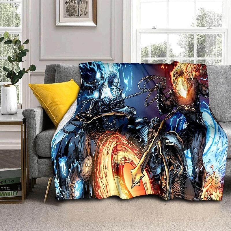 2026 New Marvel Horror Ghost Rider Cartoon Gift Soft Blanket,Soft Throw Blanket for Home Bedroom Bed Sofa Picnic Child Cover Kid
