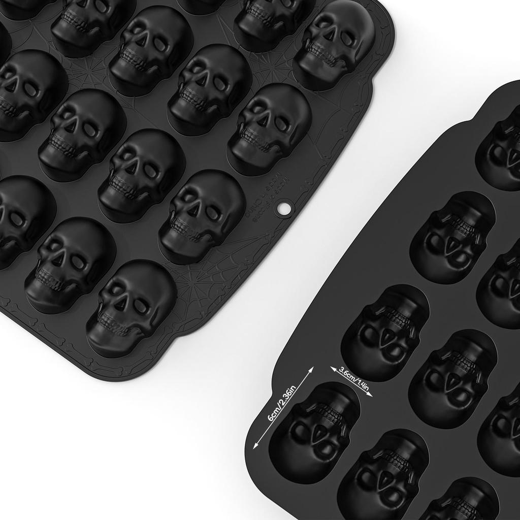 Halloween Gummy Molds Fondant Skull Mould 3D Easy Release Reusable Silicone Molds For Candy Chocolate Gummy Halloween Decoration