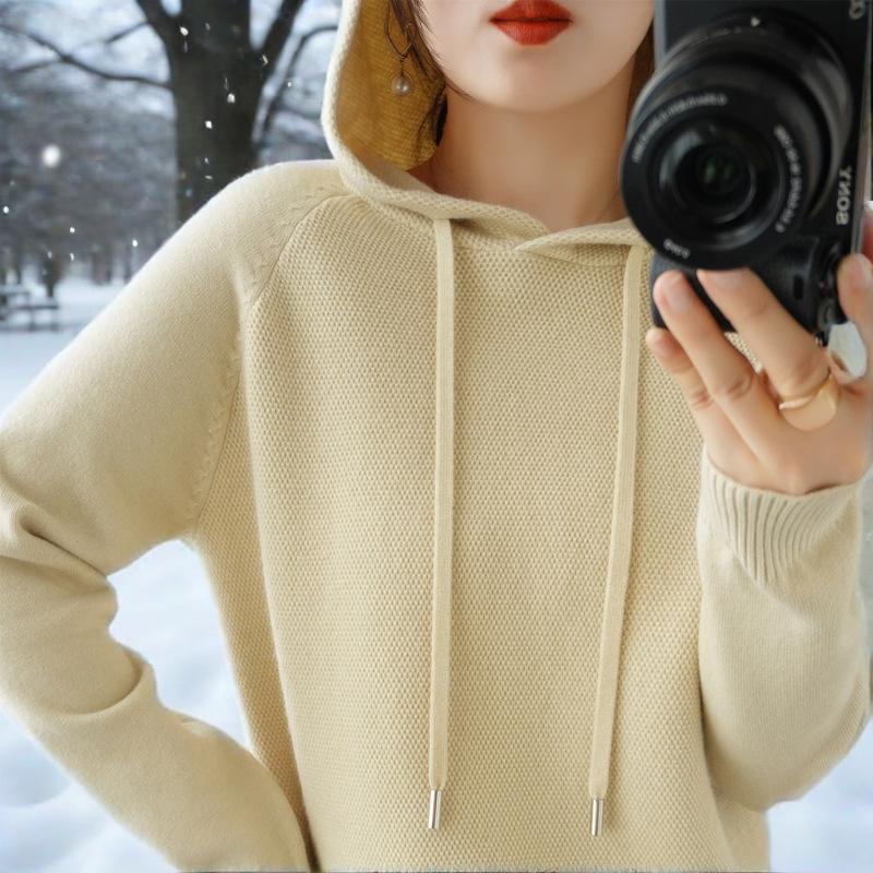 Hooded sweater hoodie inner knit sweater casual large size hooded sweater