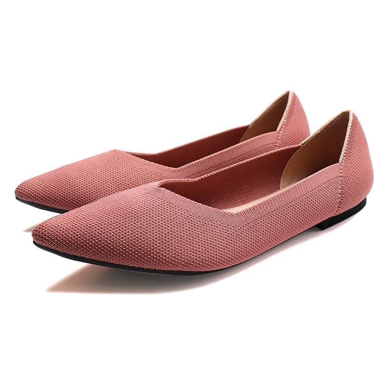 New Spring and Autumn Flying Weaving Single Shoes 40 Doudou 41 Flat Bottom 43 Large Size Women's Shoes Ladle Shoes