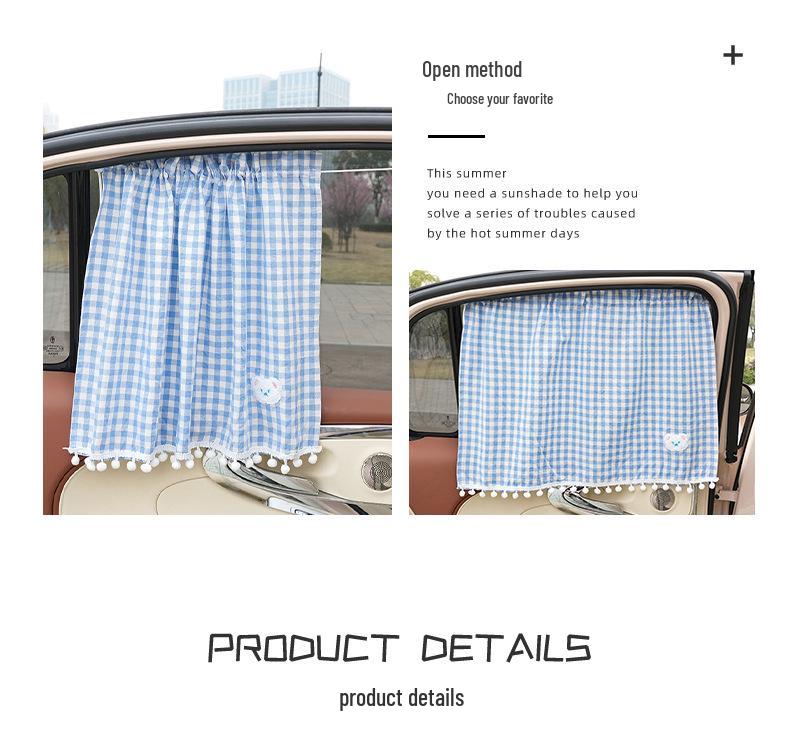 Little Bear Cartoon Cotton Car Sun Shade Curtain: Universal Heat Insulation and Sun Protection for Summer