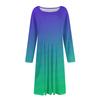 Women's Casual Fashion Round Neck Long Sleeve Print Midi Dress