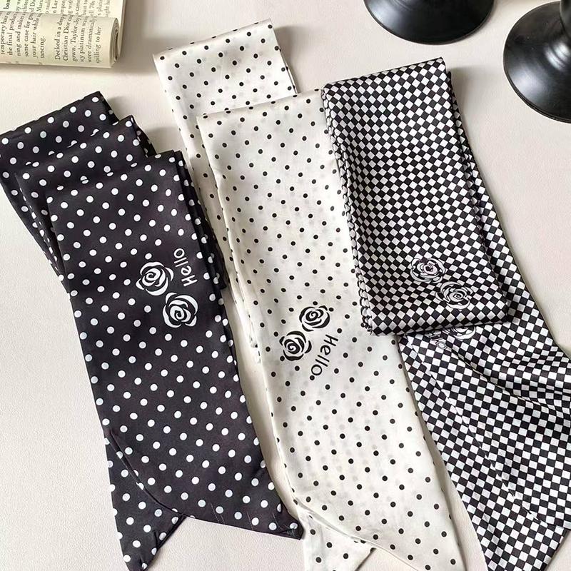 Luxary Brand Design Dot Pattern Women Scarf Polyester Silk Scarf Fashion Hair Headband Foulard Skinny Bag Scarves Neckerchief