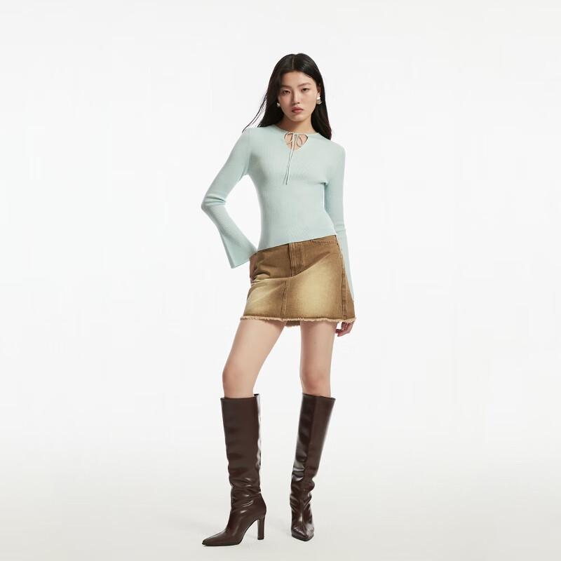 VEROMODA Women's Long Sleeve V-Neck Tie-Front Knit Top