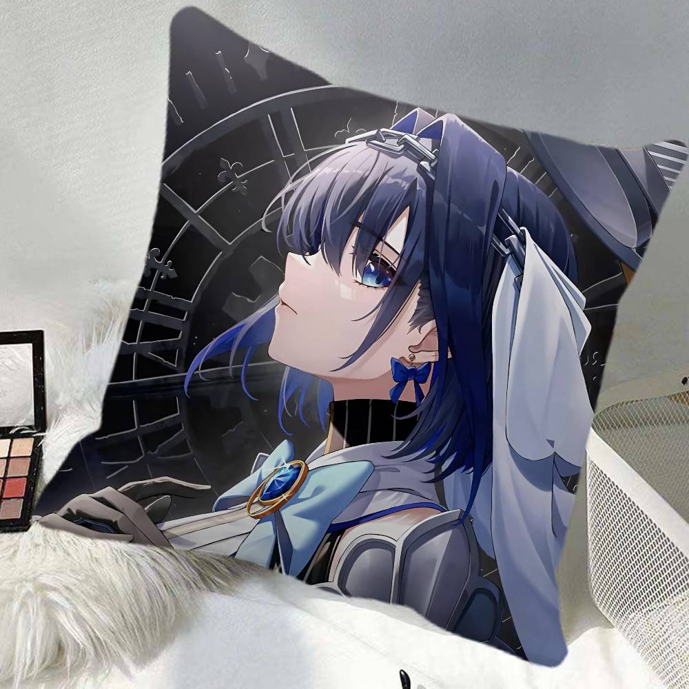 Anime OOuro Kronii Pillow Case Square Pillow Bedroom Sofa Leisure Comfort Cushion Car Home Decoration