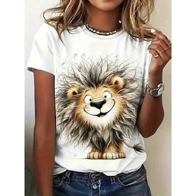 Tricou Amuzant Pentru Femei Imprimeu Grafic cu Animale Vară Gât Rotund Mânecă Scurtă Tricouri Casual de Exterior Îmbrăcăminte Supradimensionată Feminină