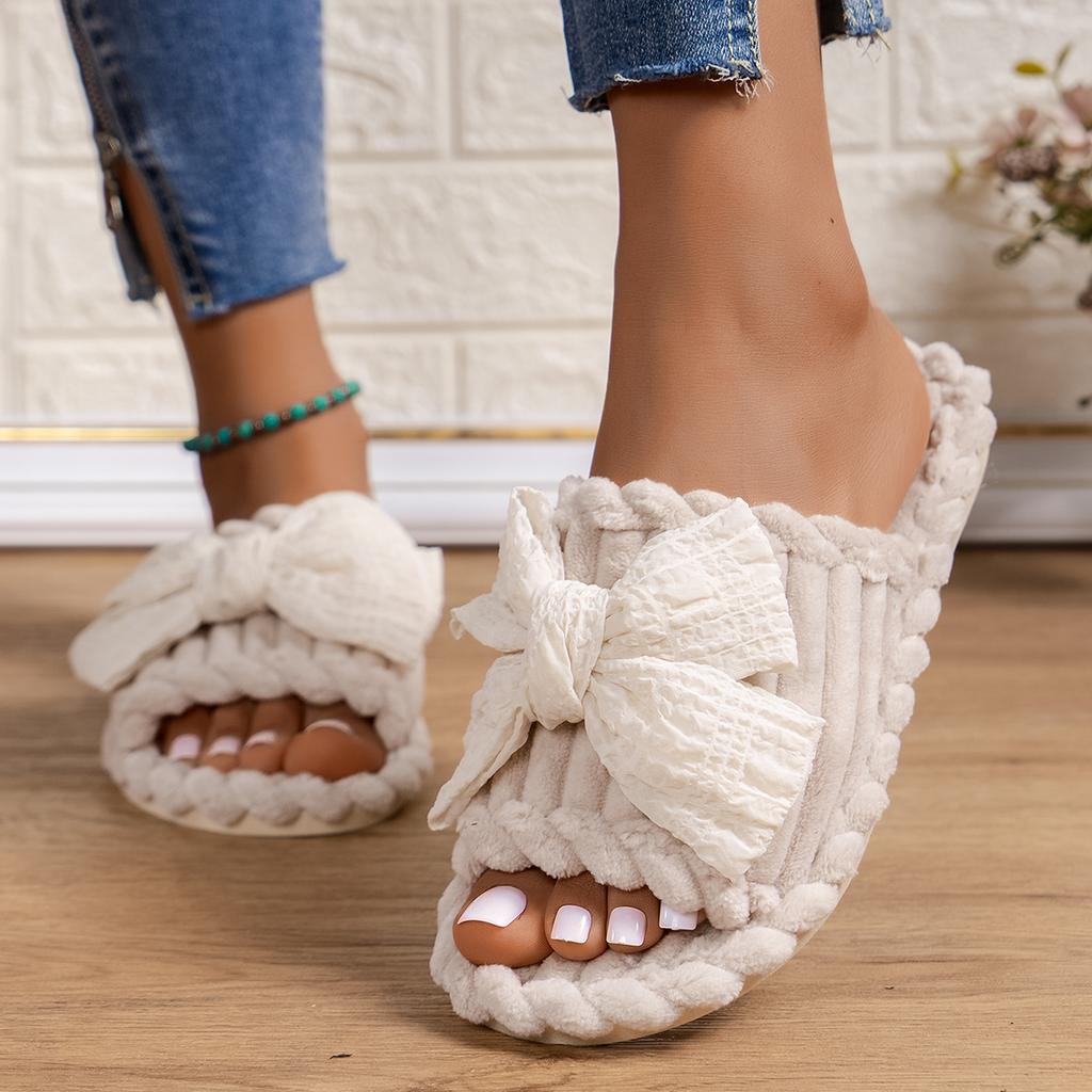 Fashion 2025 New Winter Women Strap House Slippers Ladies Soft Comfortable Slippers Home Solid Color Plush Flat Shoes Slides Women