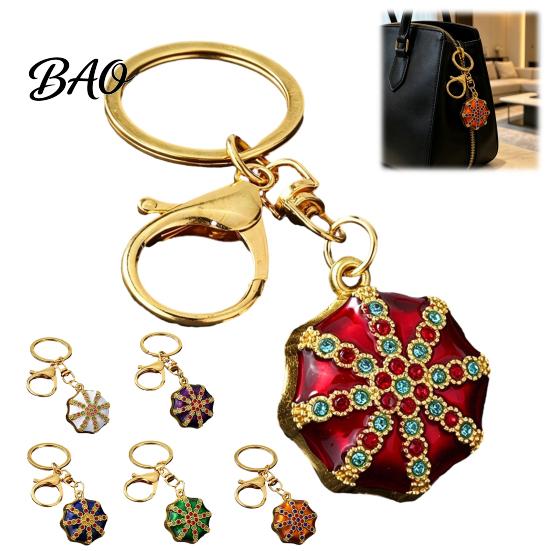 Octagonal Cap Key Ring Rhinestone Ethnic Hat Keychain, Bling Car Keychains Ring, Zinc Alloy Pendant for Backpacks and Handbags