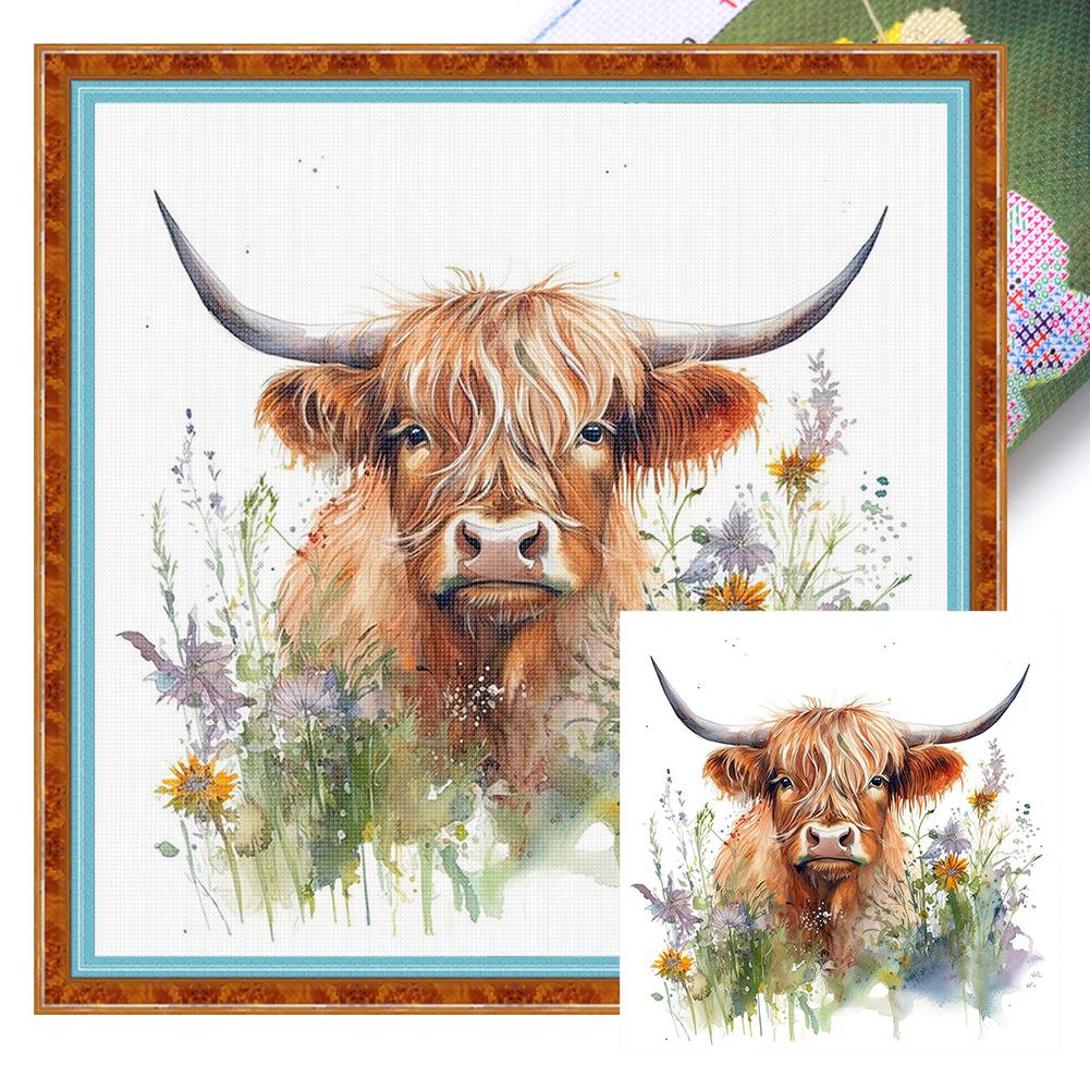 Animal Printed Cross Stitch Kit 40x40cm DIY 11CT Embroidery Craft Set Home Decor