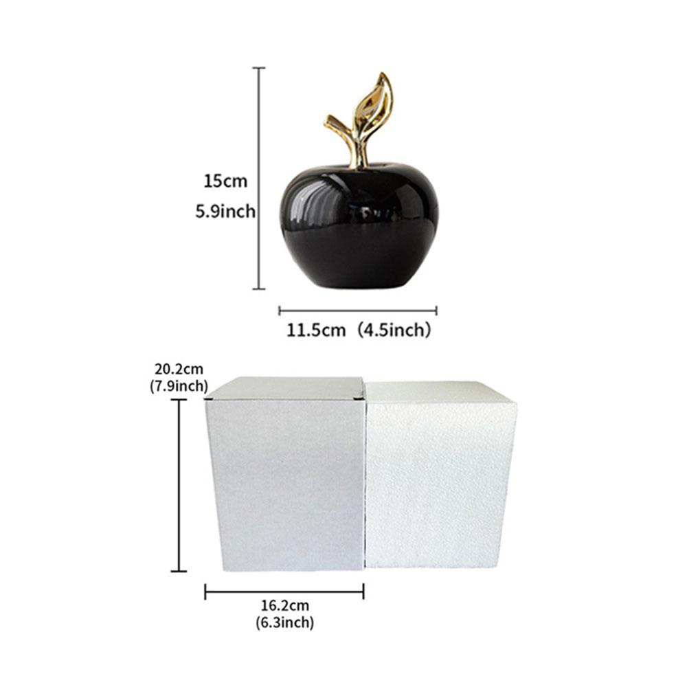 Simple Black Ceramic Apple 2 Sizes Home Decoration Ornaments Living Room Art Crafts Christmas White Apple Gift 1 Piece