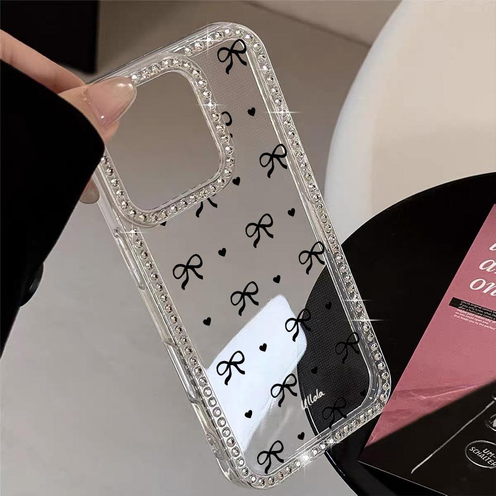 Bracelet Chain Phone Case For iPhone 17 16 15 13 14 for 17Air 17 12 14 16 Pro 17 14 16 Pro Max Sparking Diamond Cute Pattern Hard Cover With Lanyard