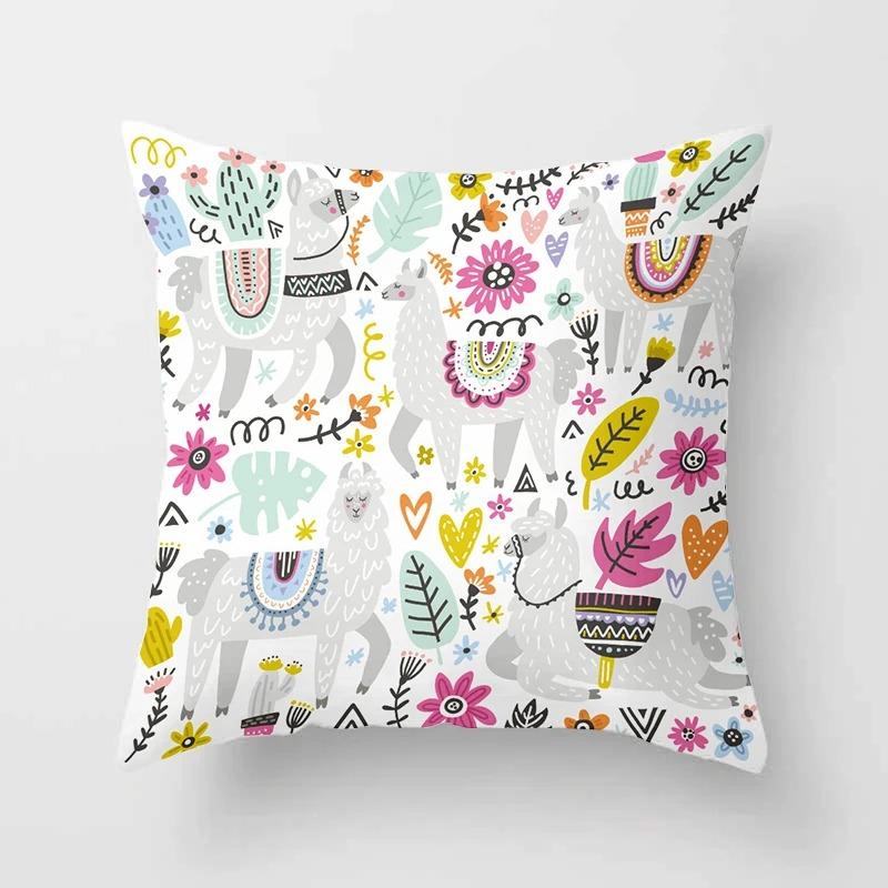 Cartoon Alpaca Decorative Pillowcase Living Room Office Home Pillowcase Car Ornaments
