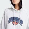 Adidas Originals Cropped Hoodie With Letter Logo Print Women Tops Light-Hemp-Gray IS2319