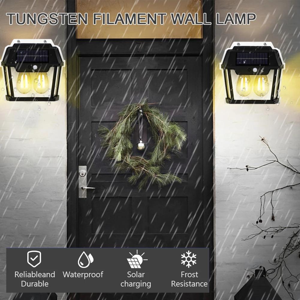 Intelligent Induction Tungsten Filament Lamp IP65 Waterproof LED Wall Sconce Induction Garden Light for Porch Patio Yard Garden